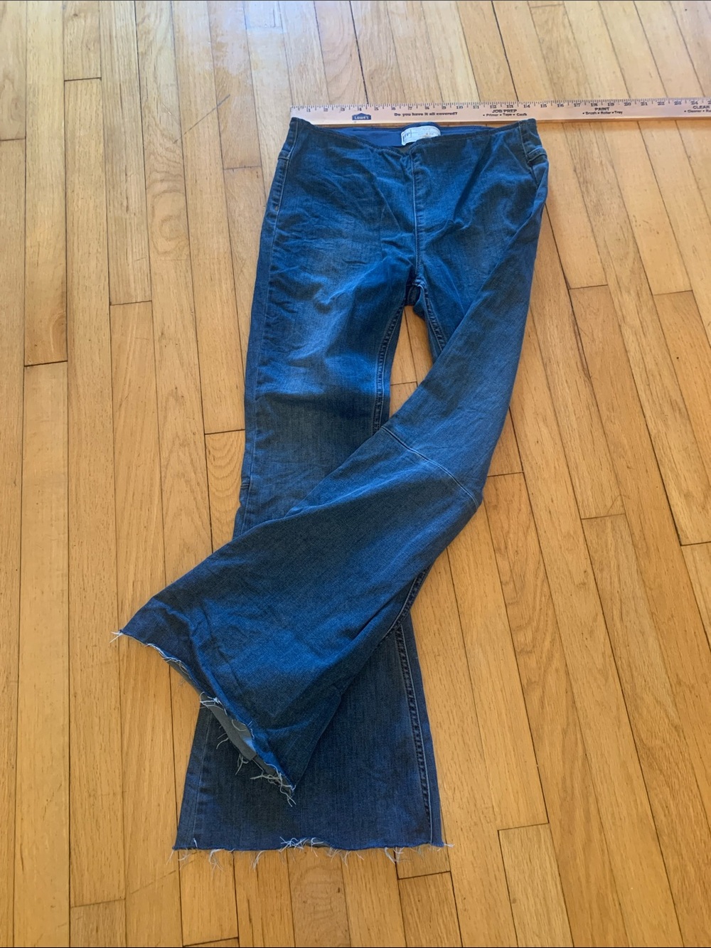 Free People Dark Blue Wide-Leg Flare Jeans